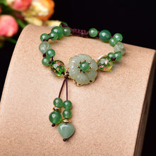 Load image into Gallery viewer, Lokaloca Handcrafted Natural Green Jade Blossom Charm Bracelet
