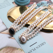 Load image into Gallery viewer, Handmade Double Strand Pearl Rhinestone Beaded Peandant Choker Necklace
