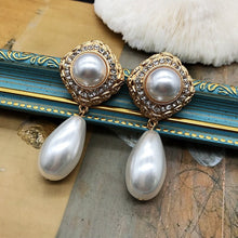 Load image into Gallery viewer, Handmade Luxury Rhinestone Pearl Drop Earrings
