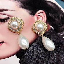 Load image into Gallery viewer, Handmade Luxury Rhinestone Pearl Drop Earrings
