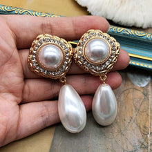 Load image into Gallery viewer, Handmade Luxury Rhinestone Pearl Drop Earrings
