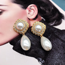 Load image into Gallery viewer, Handmade Luxury Rhinestone Pearl Drop Earrings
