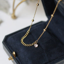 Load image into Gallery viewer, Rhinestones Charm Chain Beaded Gold Necklace Clavicle Chain Titanium Steel Plated 14K Gold
