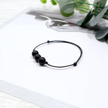 Load image into Gallery viewer, Minimalist Design Natural Black Golden Obsidian Beaded Rope Leather Bracelet
