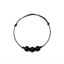 Load image into Gallery viewer, Minimalist Design Natural Black Golden Obsidian Beaded Rope Leather Bracelet
