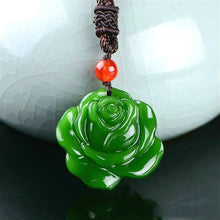 Load image into Gallery viewer, Lokaloca Unfadable Love Natural Green Jade Rose Pendant Necklace Jewelry
