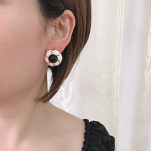 Load image into Gallery viewer, Handmade Black White Enamel Dripping Pearl Stud Earrings
