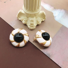 Load image into Gallery viewer, Handmade Black White Enamel Dripping Pearl Stud Earrings
