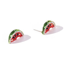 Load image into Gallery viewer, S925 Silver Inlaid Crystal Watermelon Mini Fruit Cute Earrings Jewelry for Women
