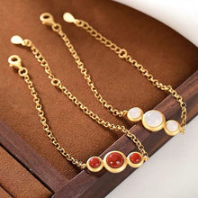 Load image into Gallery viewer, S925 Silver Natural Southern Red Agate Golden Chain Bracelet Women Luxury Craft Brand Jewelry
