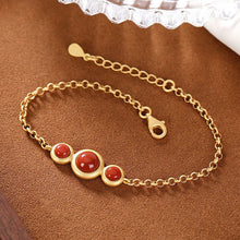 Load image into Gallery viewer, S925 Silver Natural Southern Red Agate Golden Chain Bracelet Women Luxury Craft Brand Jewelry
