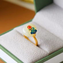 Load image into Gallery viewer, S925 Silver Inlaid Natural Fine White Jade Ring Retro Vintage Style Jewelry
