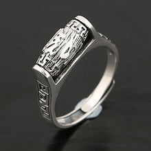 Load image into Gallery viewer, S925 Sterling Silver Tibetan Retro Distressed Ethnic Six-character Mantra Female Opening Ring
