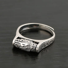 Load image into Gallery viewer, S925 Sterling Silver Tibetan Retro Distressed Ethnic Six-character Mantra Female Opening Ring
