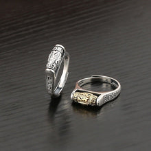 Load image into Gallery viewer, S925 Sterling Silver Tibetan Retro Distressed Ethnic Six-character Mantra Female Opening Ring
