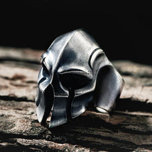 Load image into Gallery viewer, S925  Silver Spartan Helmet Without Inlay Retro Men&#39;s Opening Adjustable Ring
