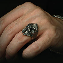 Load image into Gallery viewer, S925  Silver Spartan Helmet Without Inlay Retro Men&#39;s Opening Adjustable Ring
