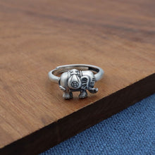 Load image into Gallery viewer, S925 Silver Elephant Ring Retro Auspicious Craft Niche Design Women&#39;s Opening Adjustable Ring
