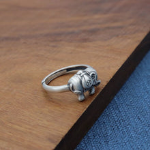 Load image into Gallery viewer, S925 Silver Elephant Ring Retro Auspicious Craft Niche Design Women&#39;s Opening Adjustable Ring
