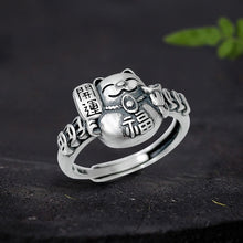 Load image into Gallery viewer, S925  Silver Lucky Cat Ring Vintage Style Retro Opening Adjustable Male and Female Couple Ring Birthday Gift
