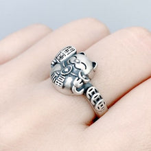 Load image into Gallery viewer, S925  Silver Lucky Cat Ring Vintage Style Retro Opening Adjustable Male and Female Couple Ring Birthday Gift
