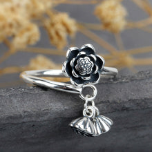 Load image into Gallery viewer, S925  Silver Original Creative Lotus Opening Adjustable Women Ring
