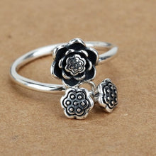 Load image into Gallery viewer, S925  Silver Original Creative Lotus Opening Adjustable Women Ring
