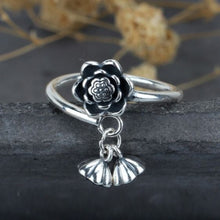 Load image into Gallery viewer, S925  Silver Original Creative Lotus Opening Adjustable Women Ring
