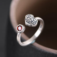 Load image into Gallery viewer, S925  Silver Original Design Vintage Style Retro Inlaid Red Cubic Zirconia Thai Silver Charm Women Ring
