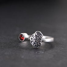 Load image into Gallery viewer, S925  Silver Original Design Vintage Style Retro Inlaid Red Cubic Zirconia Thai Silver Charm Women Ring
