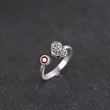 Load image into Gallery viewer, S925  Silver Original Design Vintage Style Retro Inlaid Red Cubic Zirconia Thai Silver Charm Women Ring
