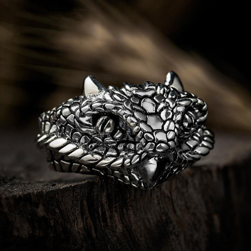 S925 Silver Original Design Dark Viper Retro Adjustable Ring For Men and Women