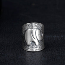 Load image into Gallery viewer, S925  Silver Retro Thai Handmade Original Elephant Shape Opening Adjustable Women&#39;s Ring
