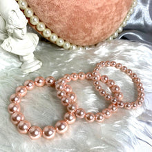 Load image into Gallery viewer, 6/8/10mm Luxury Pink Fresh Shell Pearl Beaded Bracelet
