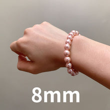 Load image into Gallery viewer, 6/8/10mm Luxury Pink Fresh Shell Pearl Beaded Bracelet
