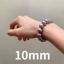 Load image into Gallery viewer, 6/8/10/12mm Natural Purple Fresh Shell Pearl Beaded Bracelet
