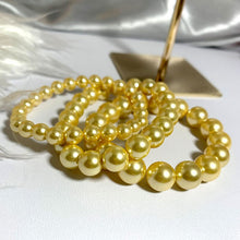 Load image into Gallery viewer, 6/8/10mm Luxury Golden Fresh Shell Pearl Beaded Bracelet
