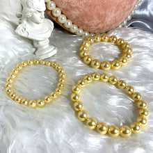 Load image into Gallery viewer, 6/8/10mm Luxury Golden Fresh Shell Pearl Beaded Bracelet
