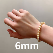 Load image into Gallery viewer, 6/8/10mm Luxury Golden Fresh Shell Pearl Beaded Bracelet
