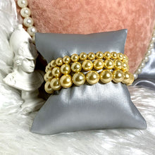 Load image into Gallery viewer, 6/8/10mm Luxury Golden Fresh Shell Pearl Beaded Bracelet
