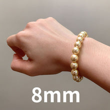 Load image into Gallery viewer, 6/8/10mm Luxury Golden Fresh Shell Pearl Beaded Bracelet
