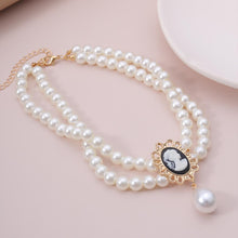 Load image into Gallery viewer, Double Layered Pearl Beaded Pendant Choker Necklace For Ladies
