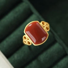 Load image into Gallery viewer, Silver Inlaid Southern Red Agate Stone Retro Elegant Auspicious Women&#39;s Ring
