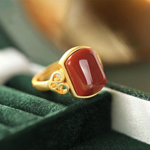 Load image into Gallery viewer, Silver Inlaid Southern Red Agate Stone Retro Elegant Auspicious Women&#39;s Ring
