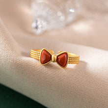 Load image into Gallery viewer, Silver Inlaid Southern Red Agate Geometric Retro Lovely Bow Niche Craftsmanship Advanced Women Charm Ring
