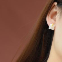 Load image into Gallery viewer, Silver Inlaid White Jade Square Earrings Niche Design High-Quality Glamour Women Jewelry
