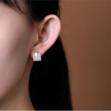 Load image into Gallery viewer, Silver Inlaid White Jade Square Earrings Niche Design High-Quality Glamour Women Jewelry
