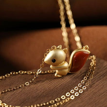 Load image into Gallery viewer, Silver Inlaid Natural Southern Red Agate Squirrel Pendant Necklace Cute Charm Niche Craft Women&#39;s Brand Jewelry
