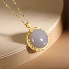 Load image into Gallery viewer, Lokaloca Silver Inlaid Natural  Smoky Purple Jade Pendant Necklace
