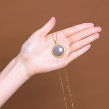 Load image into Gallery viewer, Lokaloca Silver Inlaid Natural  Smoky Purple Jade Pendant Necklace
